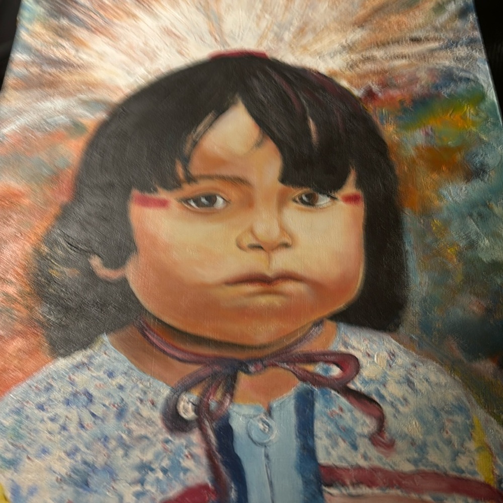 A beautiful Original signed Oil Painting 12X16 Pretty little Indian Girl
